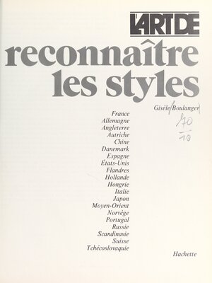 cover image of L'art de reconnaître les styles